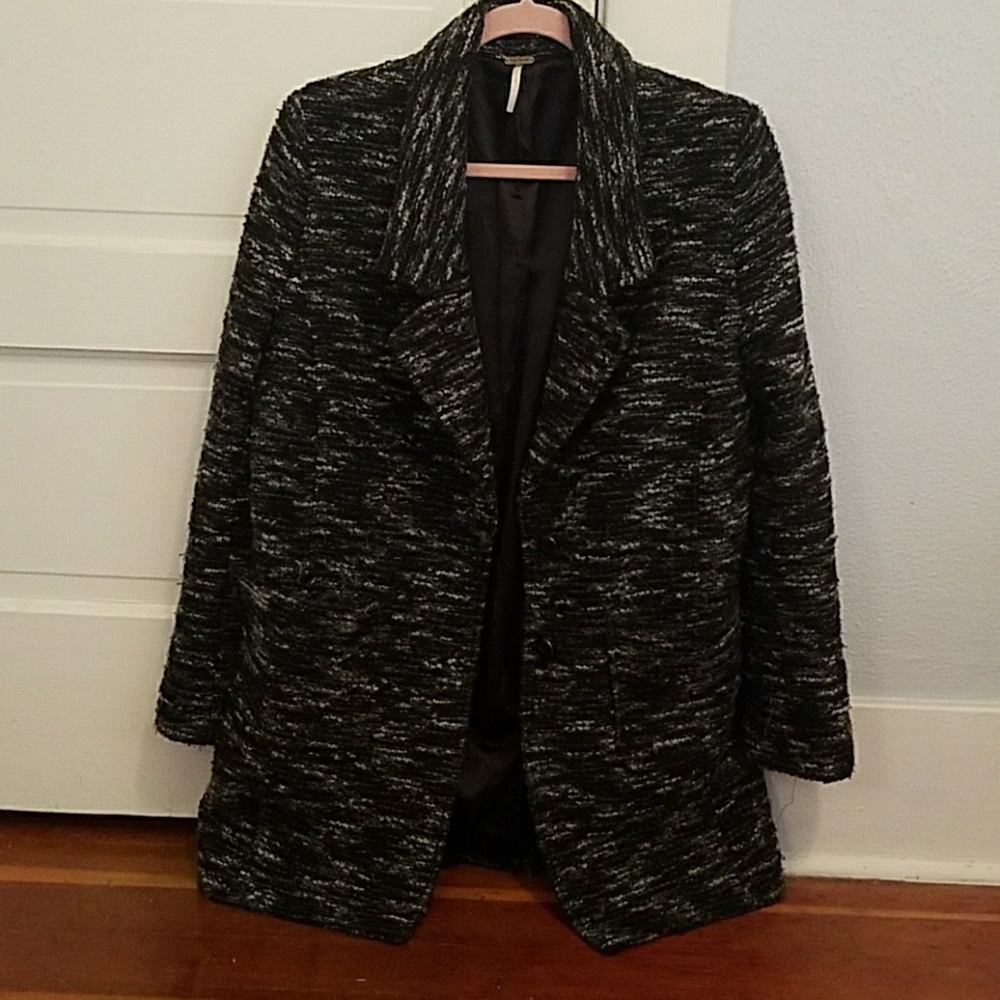 Free People Long Tweed Jacket
